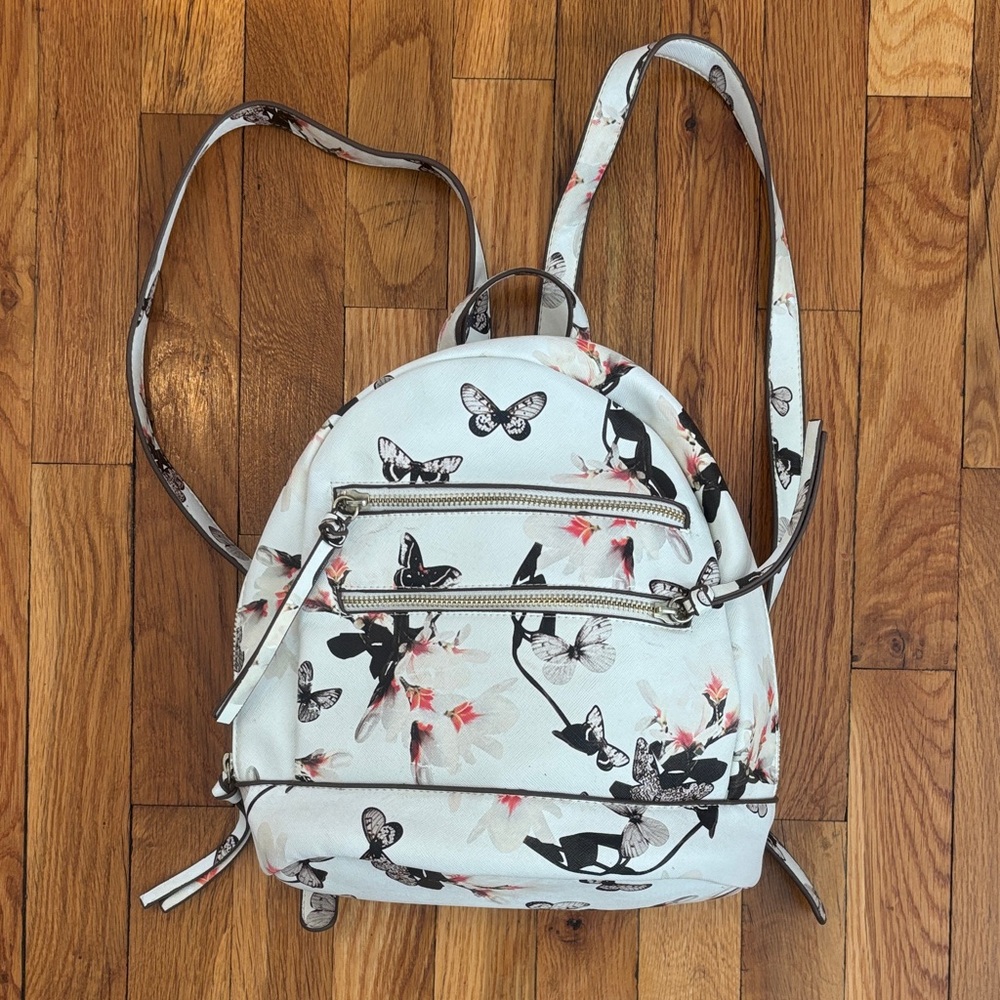 Claire's White and Black Butterfly Backpack